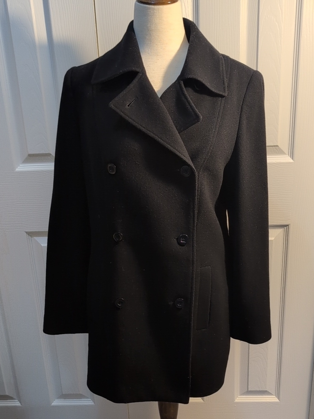 Tribal Black Double-Breasted Pea Coat